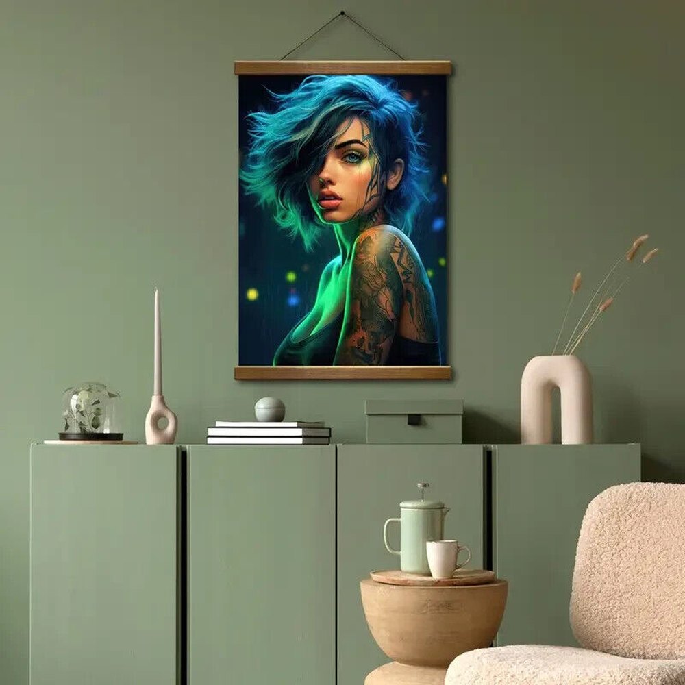 Cyberpunk Girl Canvas Art Print 16" x 24" Wall Art NEW! Home & Garden:Home Décor:Posters & Prints Style Your Walls